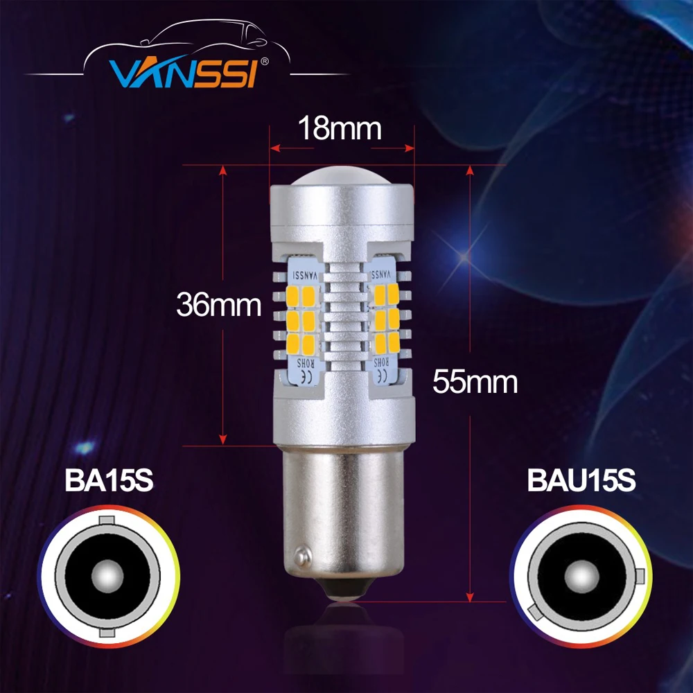 2x Bau15s 7507 PY21W светодиодный фонарь 21 SMD высокой мощности габаритный для парковки
