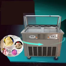Лучшее качество Двойной Сковорода двойной компрессор жарить машина для льда, 1600 Вт Жареная Машина для льда, Жареная Машина для мороженого