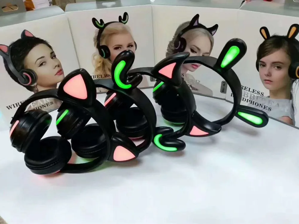 Himtop Cat Deer Fairy Rabbit Little Devil Ear Headphones LED Headphone Earphone Flashing Glowing Headset Gaming Earphones | Электроника