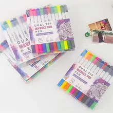 Двойные наконечники перманентные спиртовые чернила маркеры художественные маркеры Двойные головки маркеры, цветные карандаши кончики маркеры для рисования