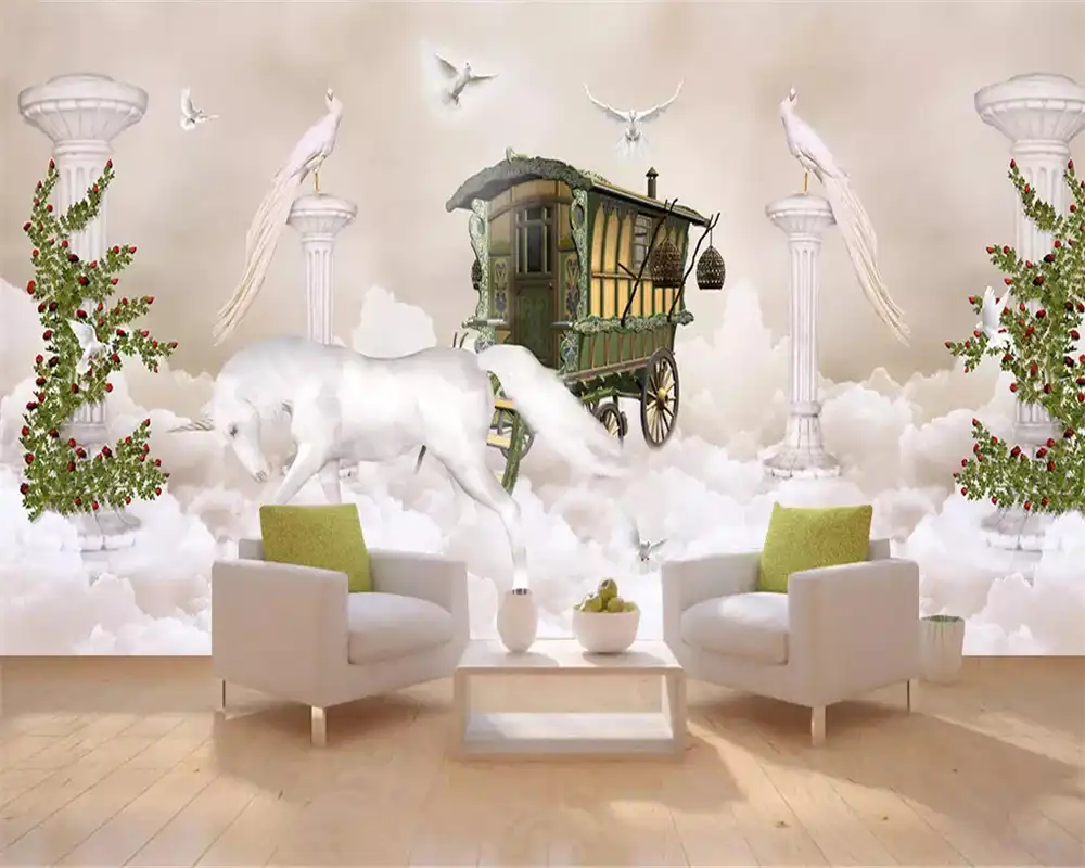 Papel Pintado Beibehang En 3d Mural 3d Con Diseno De Cielo Nubes