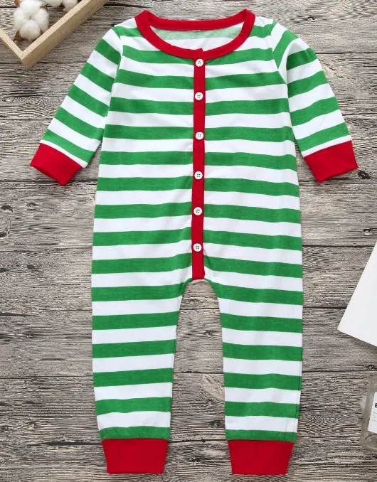 Emmababy пижамный комплект для маленьких мальчиков и девочек Рождественская Пижама комплект одежды детская одежда для сна Ночная рубака, комбинезон хлопковая одежда - Цвет: Зеленый