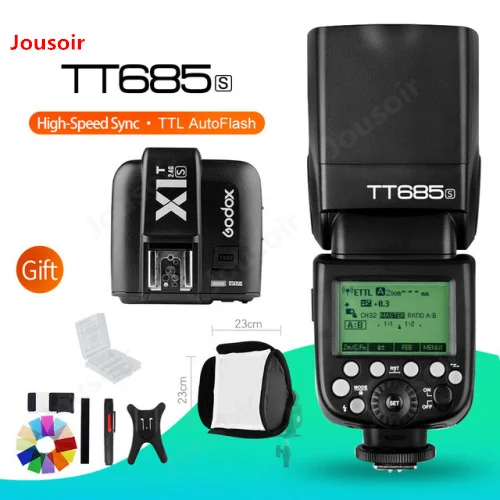 

Godox TT685S 2.4G HSS TTL GN60 Flash Speedlite+X1S TriggerTransmitter Kit for Sony A58 A7RII A7II A99 A9 A7R A6300+5Gift KitCD50