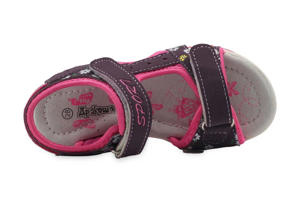 Apakowa Summer Children Shoes Girls Sport Beach Sandals with Arch Support Kids Hook-and-Loop Sandals for Girls EU Size 21-32