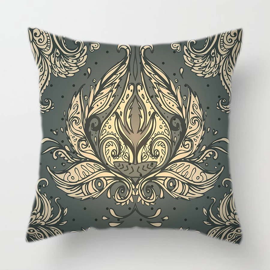 Двусторонний декоративный чехол для подушки в стиле ретро барокко с геометрическим рисунком, синий, зеленый, фиолетовый чехол для подушки для дивана, домашний декор