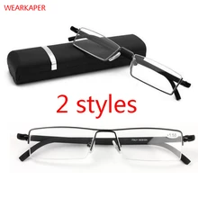 WEARKAPER половинчатая металлическая рама очки Oculos de grau тонкий Портативный TR90 очки для чтения с коробкой сила+ 1,0-+ 3,5