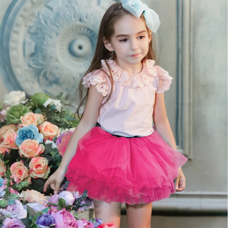 Buenos Ninos Little Girl's Tutu Skirts Princess Party Ballet Dance Skirt With Pom Pom Puff Balls 8-Layers For 1-6T Kids93