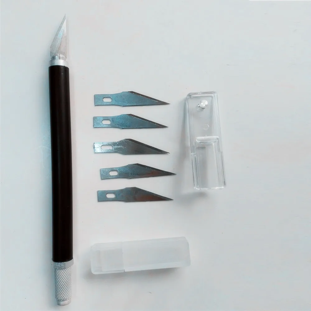 Нож для хобби с металлической ручкой/нож для резки/нож для рукоделия/резак для ручки+ набор лезвий 5 шт. для ремонта печатных плат DIY инструмент