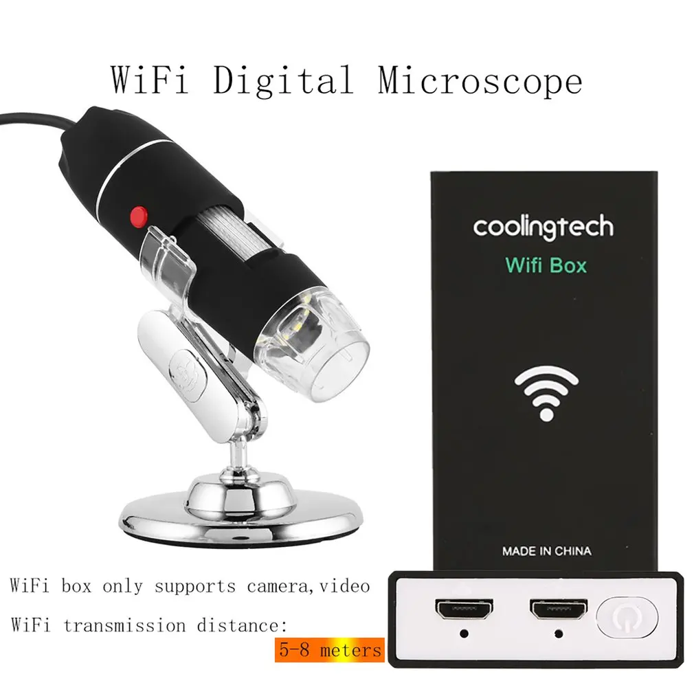 WiFi Digital Microscope 8 LED Two in one USB Endoscope Camera Microscopio 500X-1600X Stereo Electronic Magnifier Plug and Play |