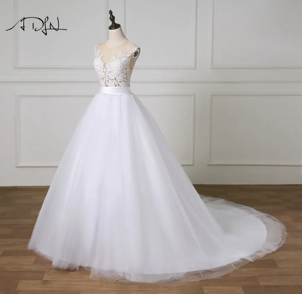 Adln Charming A Line Wedding Dress 2019 Illusion Bodice Princess