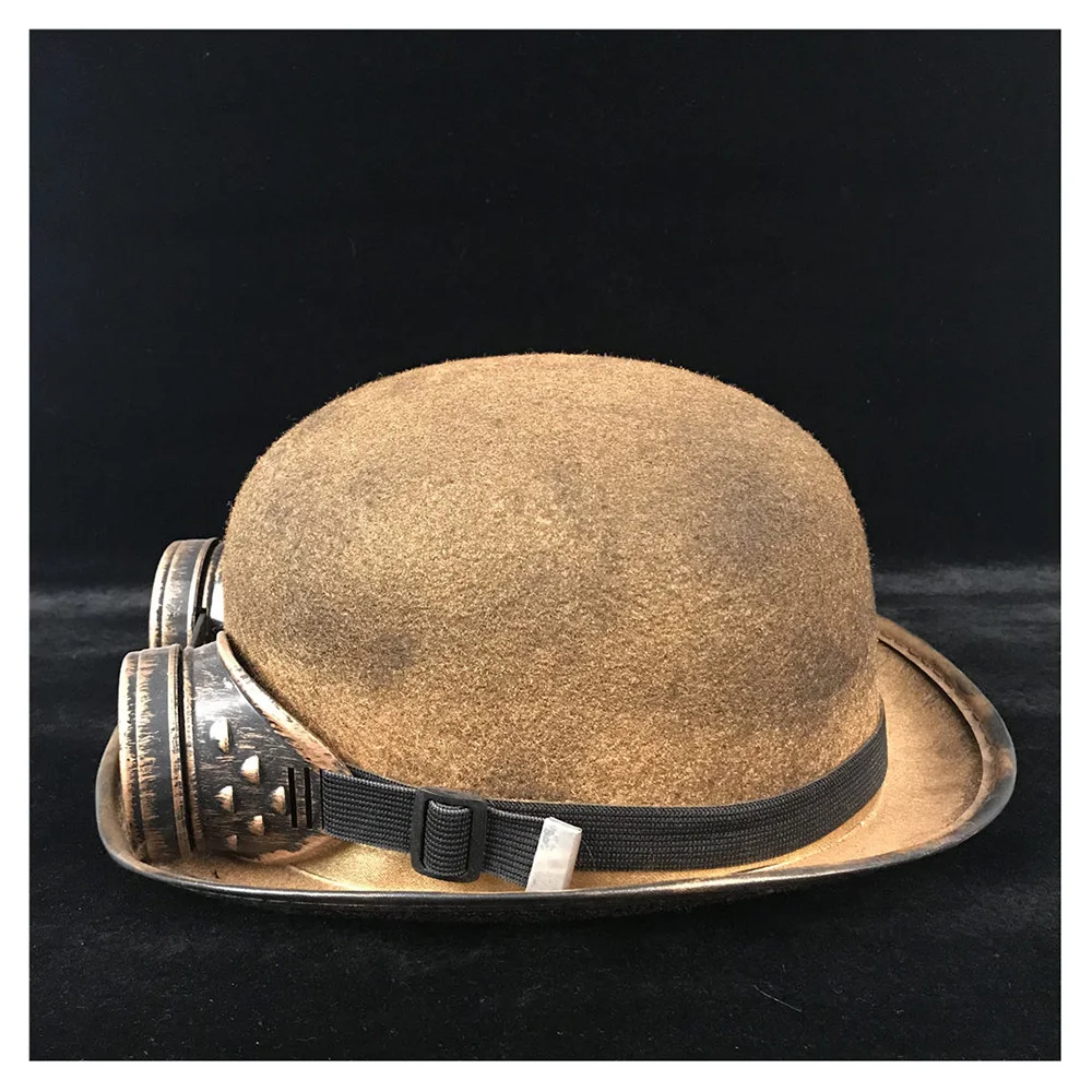 Женская и мужская шляпа в стиле стимпанк, Золотая шляпа-котелок, ручная работа, Steampnk gear, очки для костюмированной вечеринки, золотые шляпы для жениха