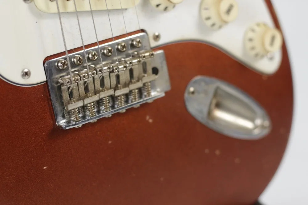 ST Classic metal red color electric guitar white scalloped fingerboard Quality Custom shop Retro relics ST Picture real shot