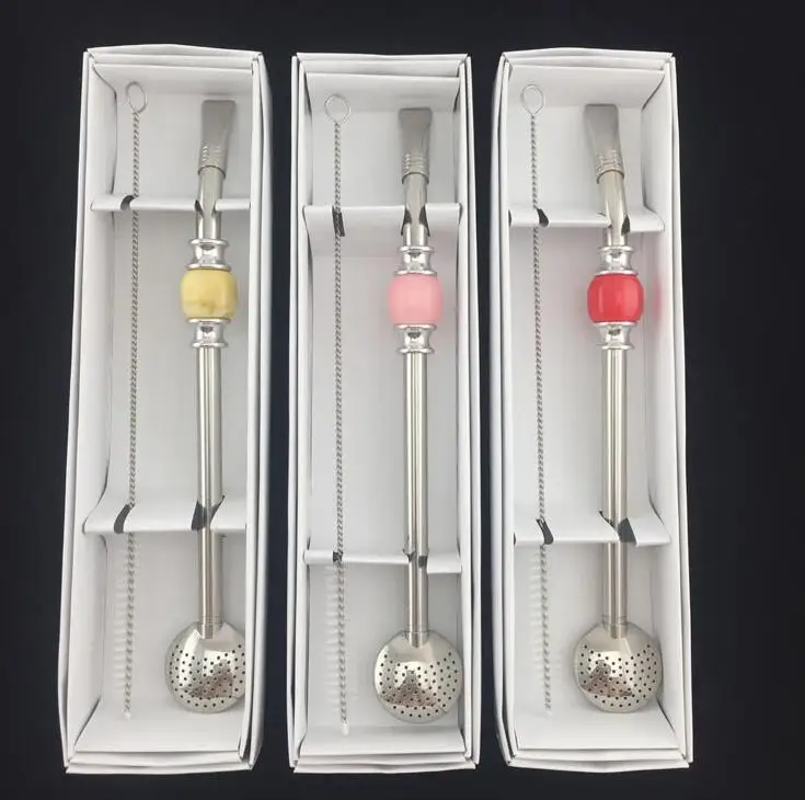 

Wowshine Free Shipping Stainless Steel Mate Tea Bombilla Gourd Drinking Straw Removable Filter Spoon Cleaning Brush Drinking