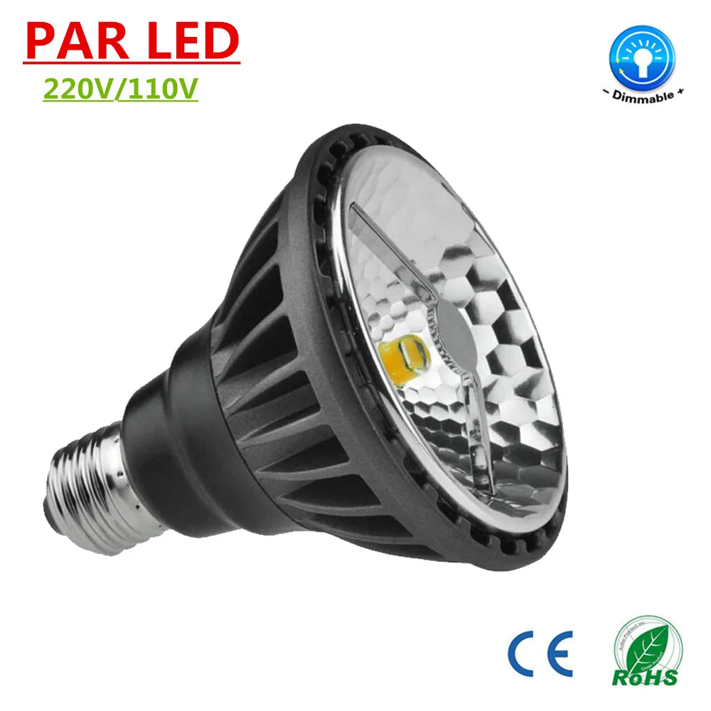 Бесплатная доставка Высокая мощность CREE Par30 LED Light Blub E27 15W AC 220V 230V 110V затемняемый