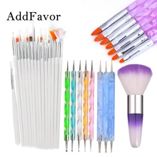 Addfavor 15 шт. акриловая кисть для дизайна ногтей УФ-Гель-лак кисти для рисования картин ручка для раскрашивания ногтей набор чистящих кистей маникюрный набор инструментов