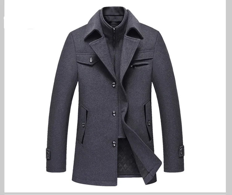 FOJAGANTO мужское зимнее пальто 2019, мужская новая зимняя повседневная брендовая однотонная теплая плотная модная бушлат, мужской Тренч, пальто