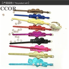 10 шт. 18+ 8 мм браслеты из искусственной кожи с блестками браслеты с сердечками "можно выбрать цвет" подходят для скользящих букв/скользящих шармов, SWD013