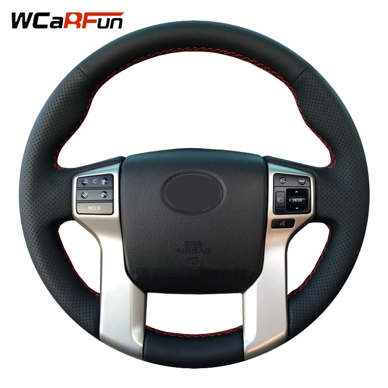 

WCaRFun Hand-stitched Black Leather Steering Wheel Cover for Toyota Land Cruiser Prado 2010-2014 Tundra Tacoma 4Runner