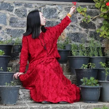 Весенняя и Осенняя женская футболка хлопковая льняная жаккардовая Футболка Пуловер винтажный дизайн свободная короткая футболка Топ