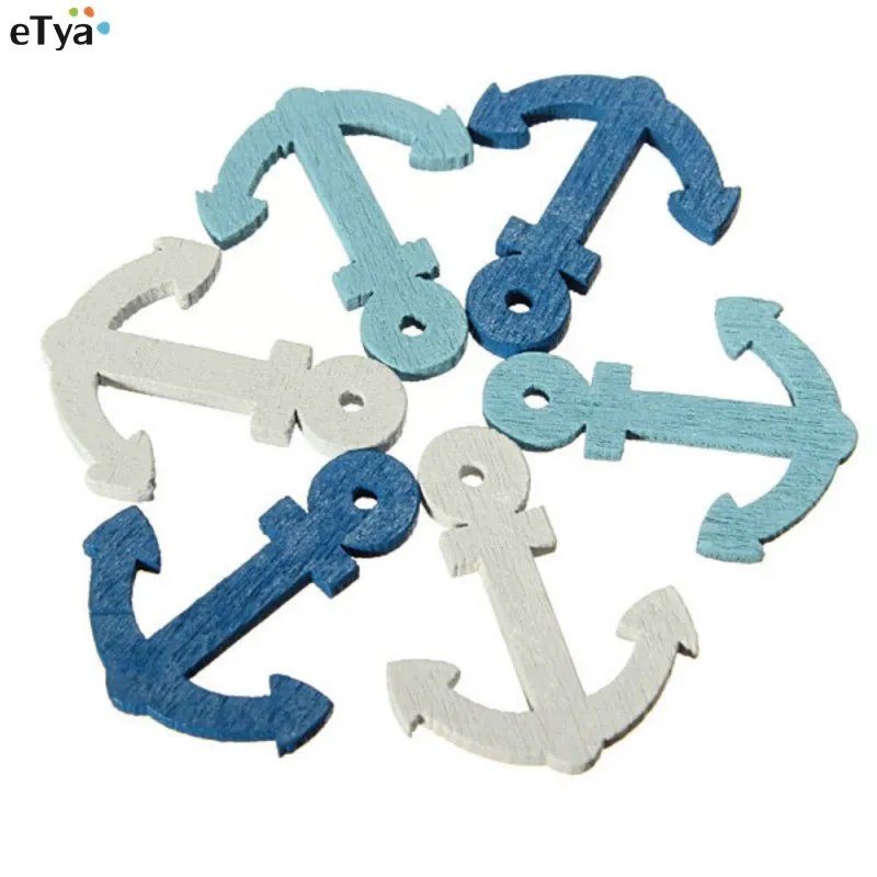 

50Pcs / lot DIY hot salling wooden mini sea anchor Mediterranean style cut and paste craft home wall hanging hanging small gift