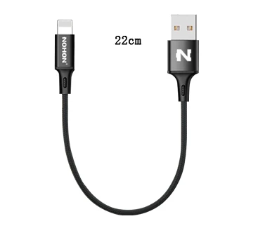 NOHON 8pin USB кабель для передачи данных для iPhone 7, 7 Plus, 6, 6 S, Plus, 5, 5S 5C подходит для iOS 10 9 8 iPad iPod Быстрый зарядный кабель для передачи данных провода - Цвет: Black - 22CM