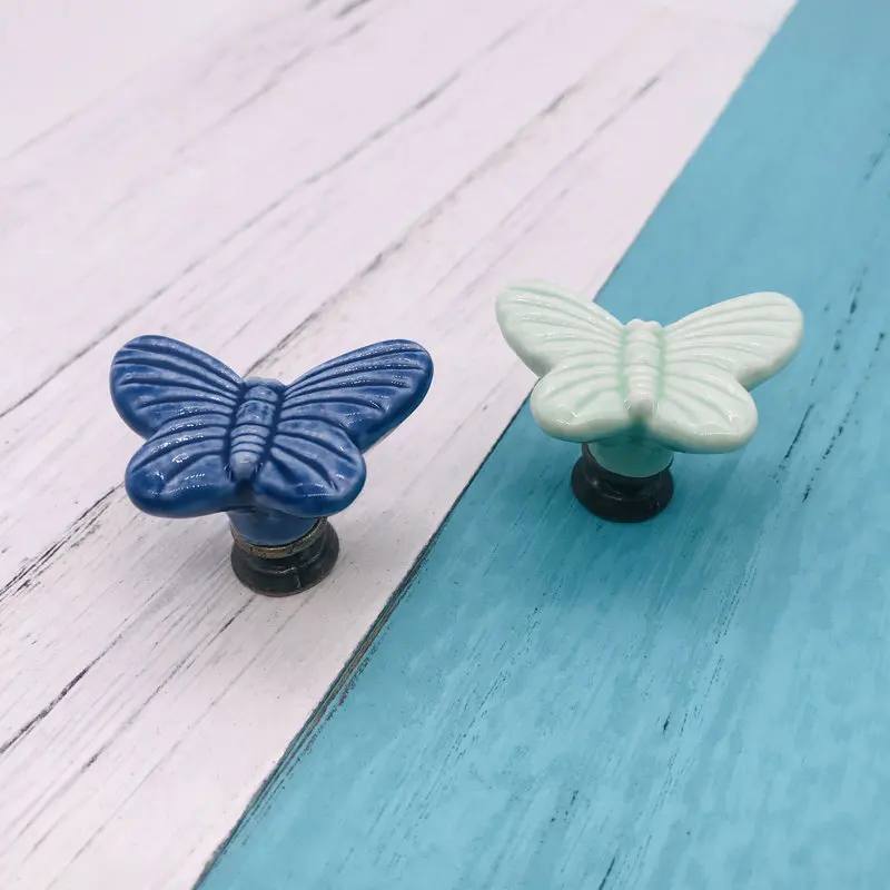 39mm Dia Ceramic Dresser Knobs For Girls Kids Butterfly Animal