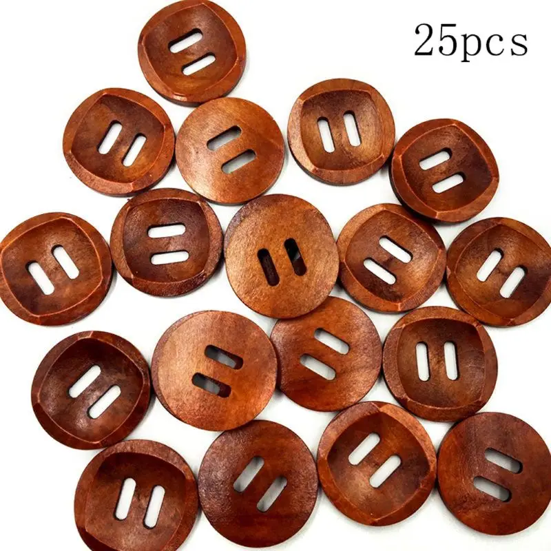 

25Pcs Round 2 Holes Wood Sewing Buttons 30mm Craft Clothes DIY Scrapbook