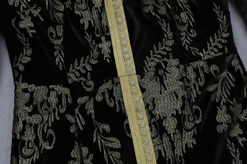 Винтажное роскошное Золотое вышитое длинное платье с длинным рукавом и круглым вырезом, зимние женские вечерние платья для подиума