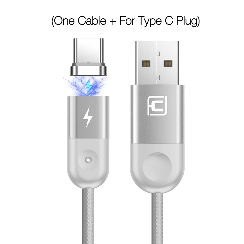 CAFELE, кабель для быстрой зарядки, usb type-C, светодиодный светильник, магнитное зарядное устройство USB для iPhone, samsung, huawei, Xiaomi, синхронизация данных - Цвет: silver for Type-c