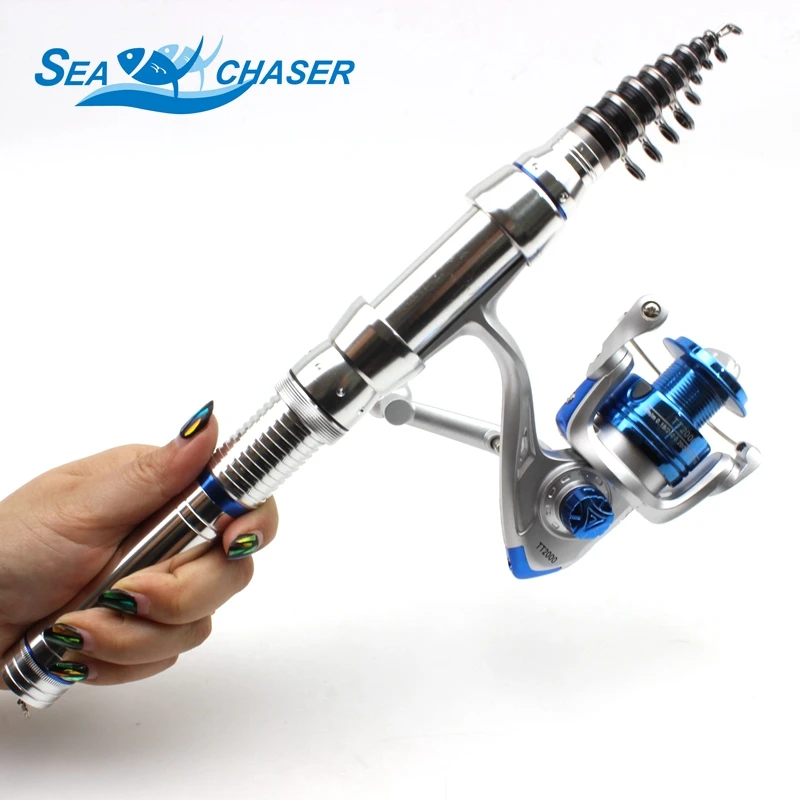 2018 جديد 1.8 متر 2.1 متر 2.4 متر تلسكوبي قصبة الصيد الغزل بكرات خط كومبو يشبع عدة الغزل بكرة القطب مجموعة الصيد حقيبة