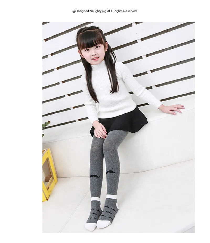 Autumn Girl's Cotton Cute Tights & Stockings Bearded Cartoon Girls Pantyhose Female Children Tights Kids Pantyhoses12