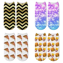 Счастливые носки с объемным принтом, с треугольными волнами, новые женские милые хлопковые носки с изображением картофельных чипсов, Calcetines Femme, милые забавные носки для девочек