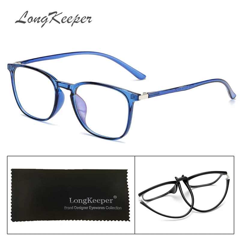 

LongKeeper Vintage Plastic Titanium TR90 Eyeglasses Fashion Women Glasses Frame Men Square Clear Lens Eyewear No Degree