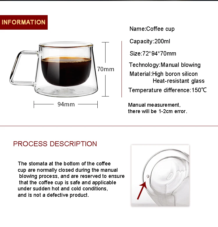 YRP 200 мл двухслойная стеклянная кофейная кружка, чашка с высоким бором, силиконовые чашки, стеклянные ручки, чашки и кружки, креативная посуда для напитков