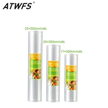 ATWFS 3 рулона Вакуумный пакет Vakum запайки упаковочная машина кухня вакуумный упаковщик пакеты для еды долго сохранения продуктов 17+ 20+ 25*500 см