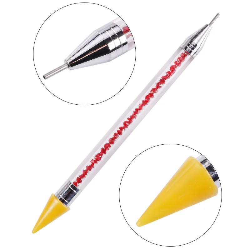 1 шт двухконцевая расчесочная ручка, стразы, восковой карандаш, DIYManicure, инструмент для дизайна ногтей, стразы, 4 цвета на выбор, DXY233 - Цвет: Красный
