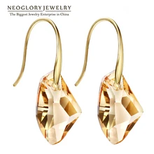 Neoglory amarillo encanto cuelga los pendientes de gota de cristal austriaco para las mujeres nupcial joyería de regalo de moda 2017 moda de nueva marca js9