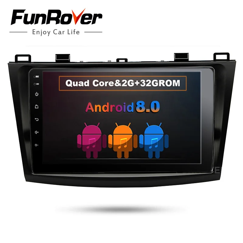 

Funrover 9" 2 din car dvd radio recorder multimedia for MAZDA 3 mazda3 2010-2013 android 8.0 wifi gps stereo navi headunit video