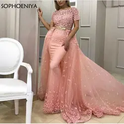 Новое поступление кружевное вечернее платье Abendkleider 2019 Дубай Арабский Кафтан женские вечерние платья розовое платье для вечеринки