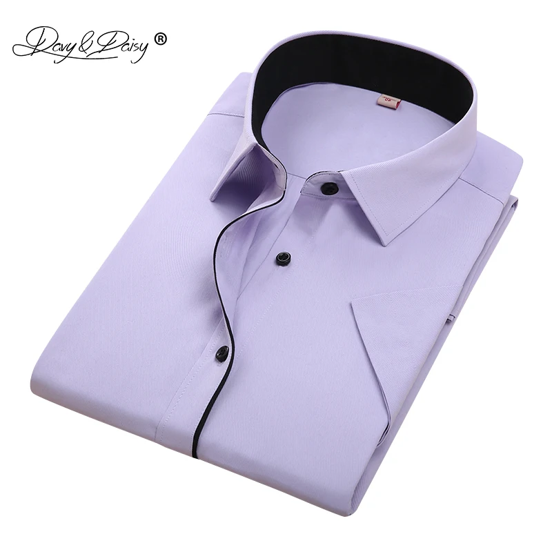 Davydaisy جديد الصيف الرجال قميص قصير الأكمام أزياء الصلبة الذكور قميص ماركة الملابس قميص رجل الأعمال الرسمي الأبيض DS187
