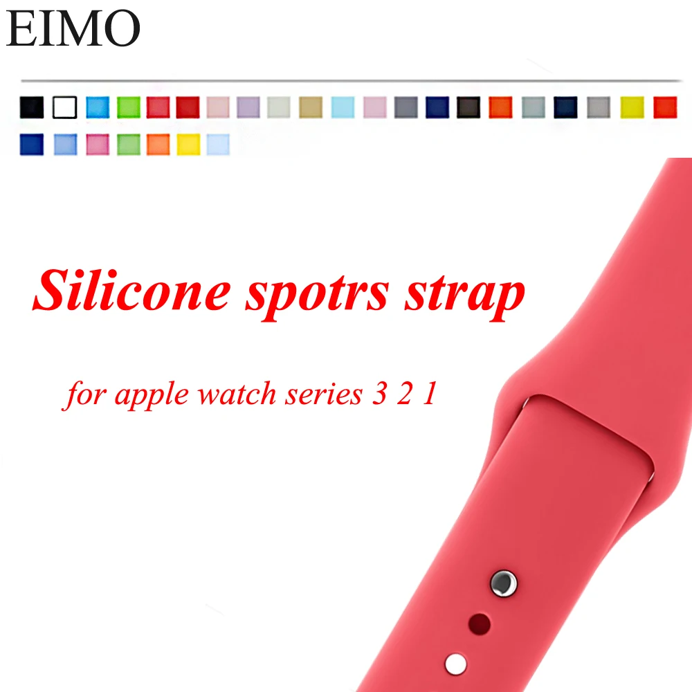 

EIMO Silicone Sport strap for Apple watch series 3 2 1 rubber strap iwatch band 42mm 38mm pin and tuck closure wrist watchband