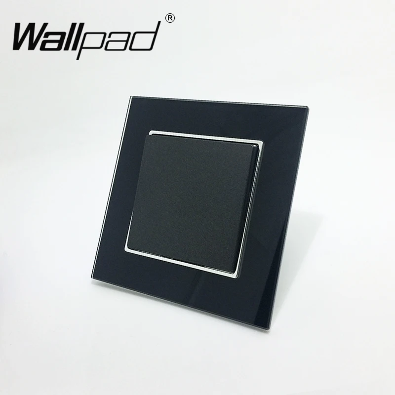 1 Gang Intermediate Light Switch Wallpad 110 250V Black Glass EU 