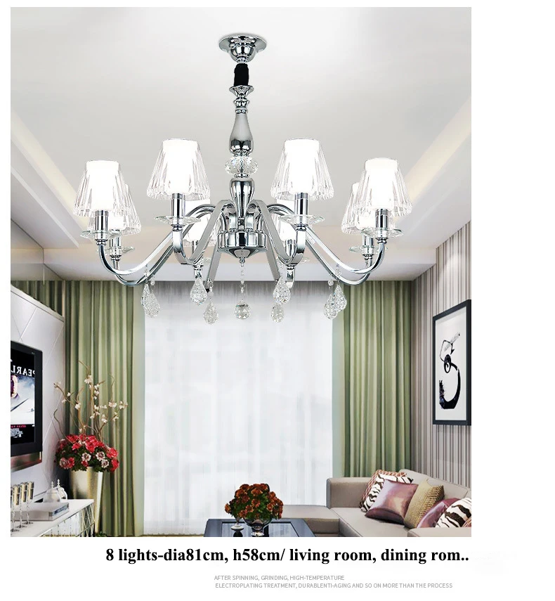 Современные хрустальные светодиодные люстры, хромированные металлические люстры для гостиной, светодиодные подвесные люстры для столовой, подвесные лампы