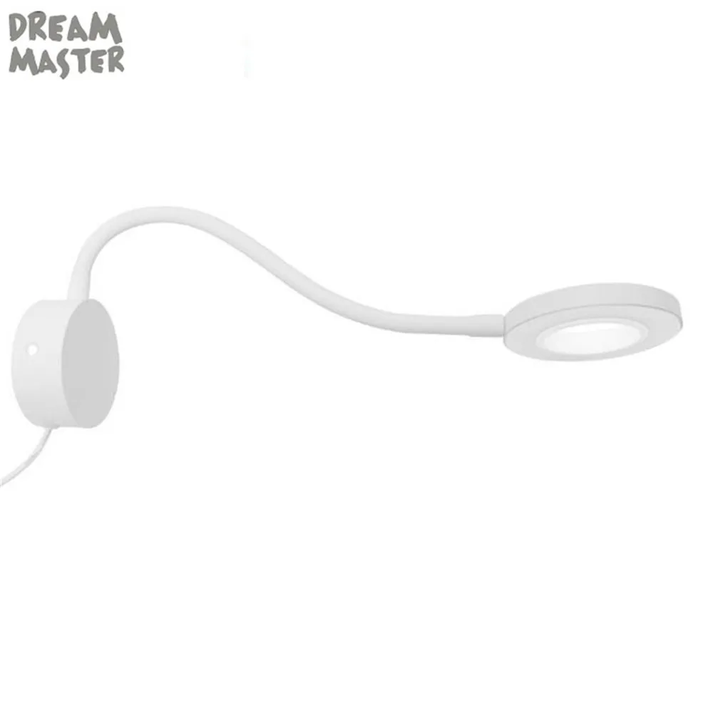 New 5W dimmable LED wall lamp black white DC5V USB dimming led wall lights for bedside reading gooseneck bedroom lamp