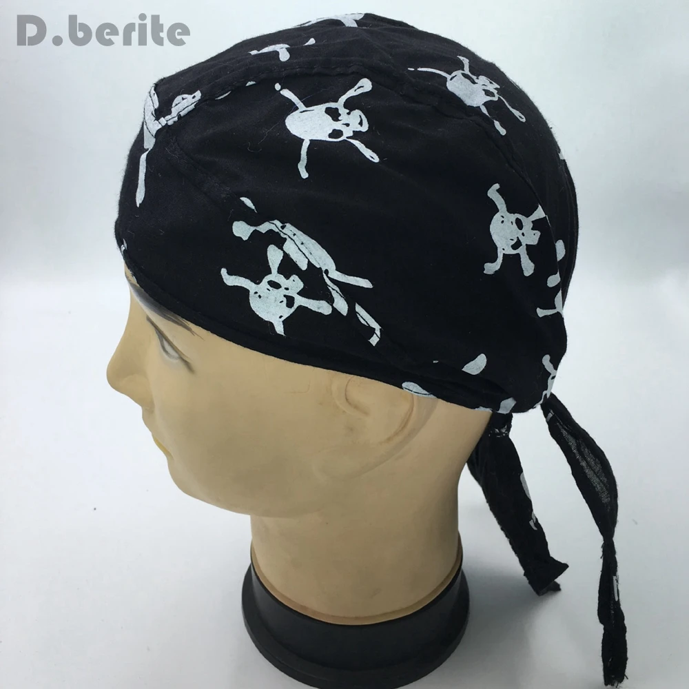 Men Diamond Plate Cotton Skull Caps Women Hat Doo Rag Biker Bandana