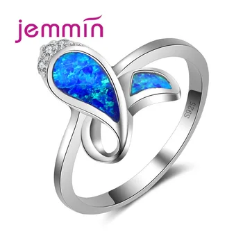 

Hot Selling Blue Ocean Fish Rings 925 Silver Blue Fire Opal Ring Men Women Jewelry Wedding Rings Bijoux Femme
