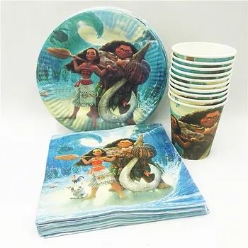 

40pc/set Theme Cup/Plate/Napkin Moana Party Supplies For Kids Event Birthday Party Decorations Moana Birthday Party Favors