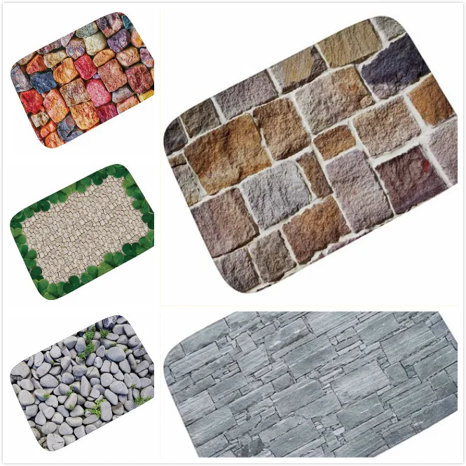 

New three sizes Stone Stripe Pattern Anti-Slip Suede Carpet Door Mat Doormat Outdoor Kitchen Living Room Floor Mat Rug GY22