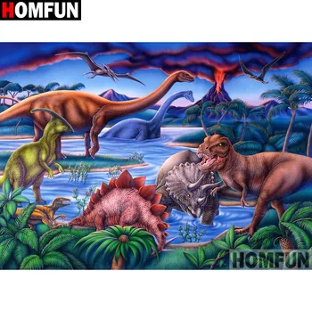 

HOMFUN Full Diamond Embroidery "Animal dinosa" Diamond Painting Cross Stitch Patterns Rhinestone Unfinished Home Decor A14270