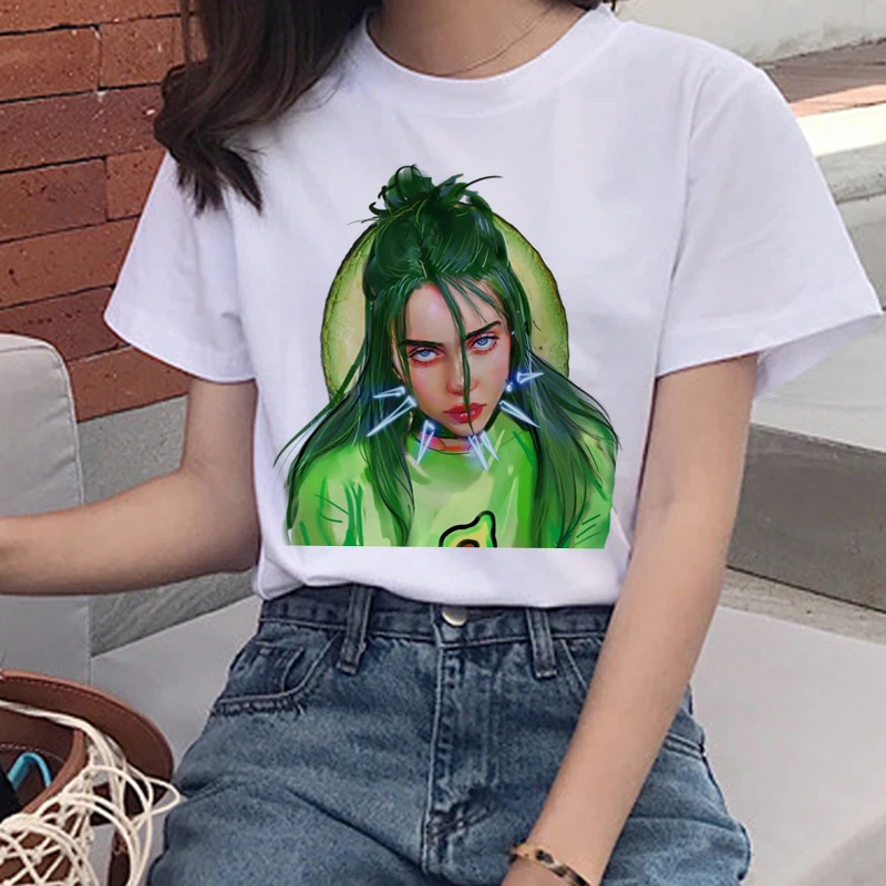 Billie Eilish Harajuku Ullzang Футболка женская футболка с графикой Bad Guy Эстетическая забавная футболка с героями мультфильмов 90s хип-хоп футболки женские - Цвет: 5349